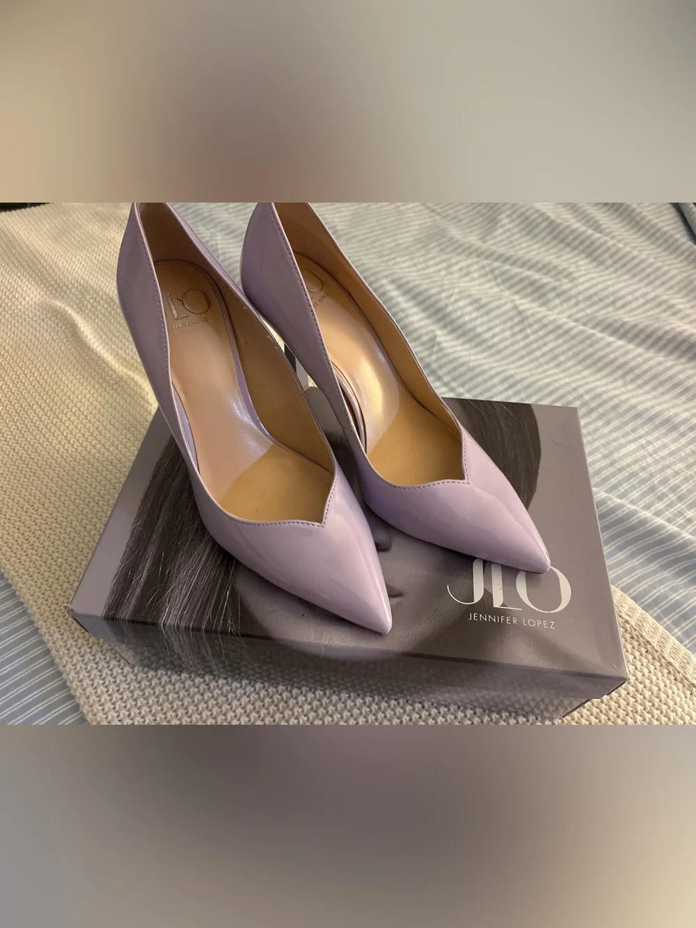 Jennifer Lopez Lavender Patent Pointed-Toe Pumps